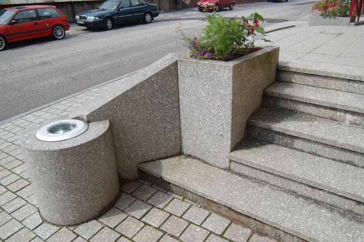 escalier + mobilier + bordures + caniveaux granit Gris Bleu des Vosges