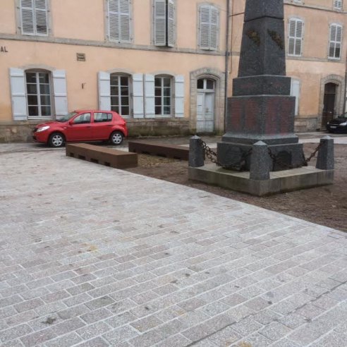 Pavés en mélange de teintes de granit de Senones